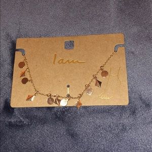 Gold diamond and circle shaped ankle bracelet